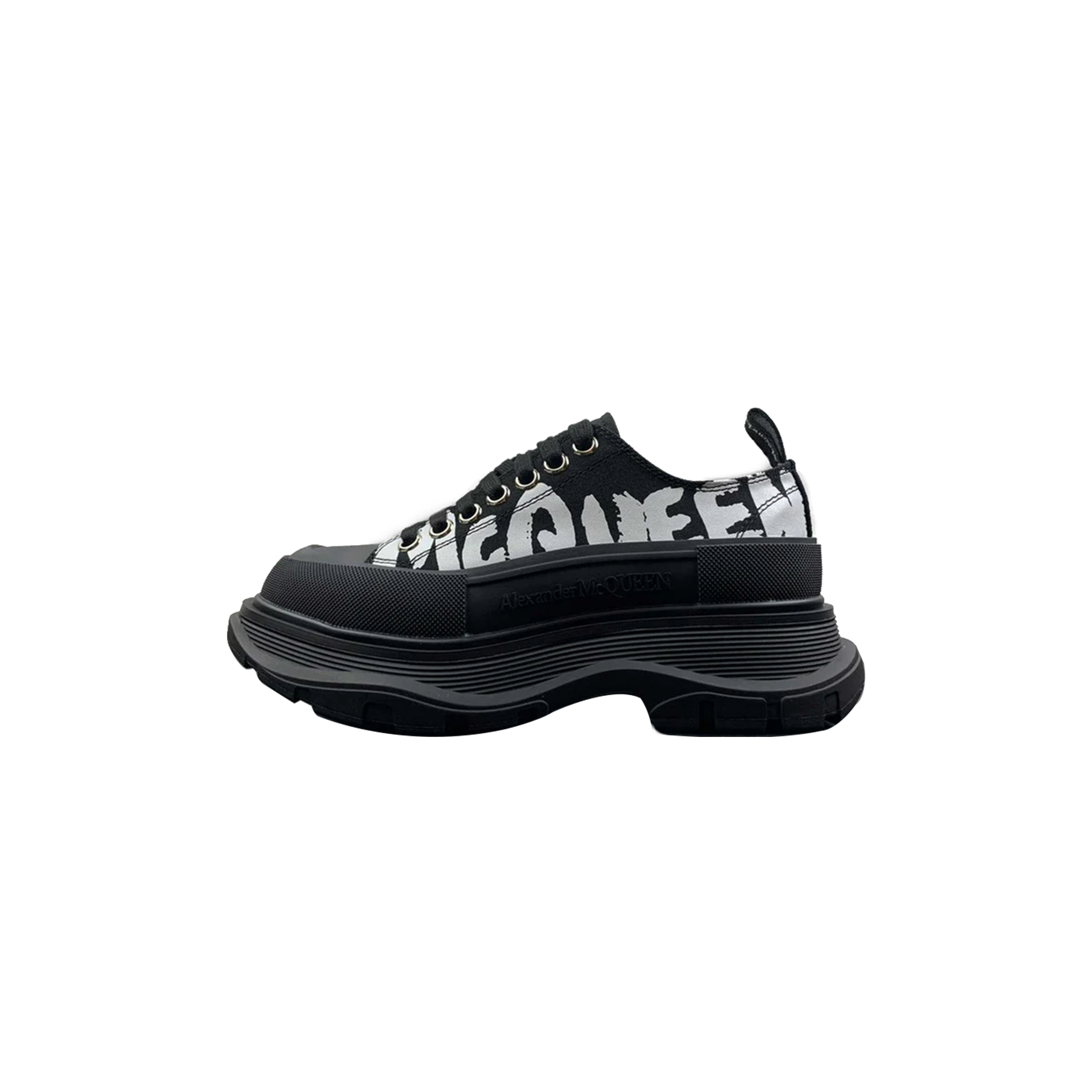 Ale*d*r m*q*en canvas low top lace up graffiti shoes 711108wiat61050